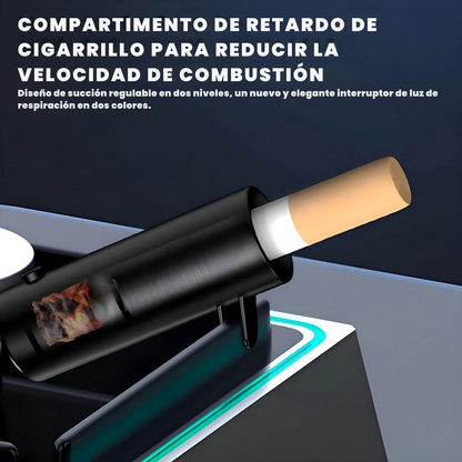 Cenicero con Purificador de Aire Inteligente: Antihumo con Luz Ambiental